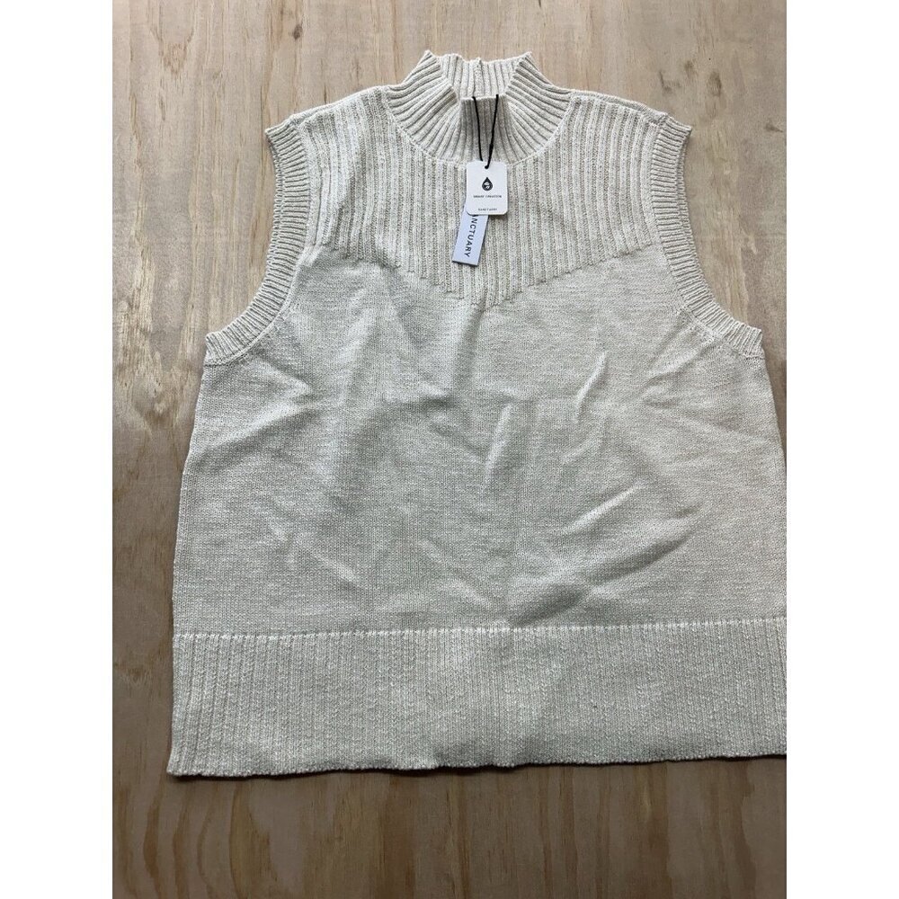 Sanctuary‎ Sleeveless Sweater Cable Knit XXL Beige Cotton
